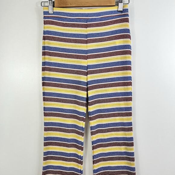 Zara New Striped Flared Pant Small Ribbed Knit High Rise Boho Colorful Retro Y2K - Picture 2 of 12